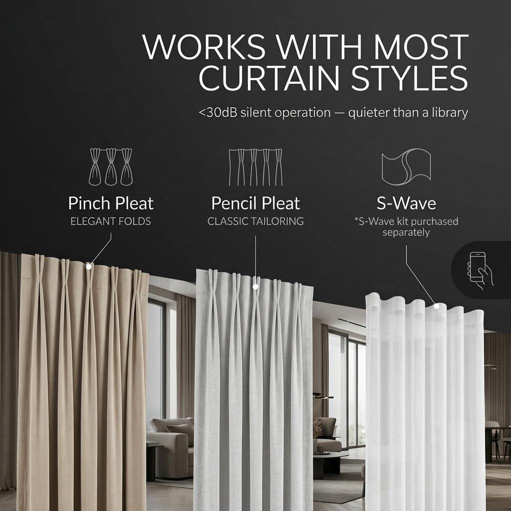 Quoya QL600 Smart Electric Curtain Track, Motorized Adjustable Rail, Compatible with Alexa, Google, Siri & Apple Watch