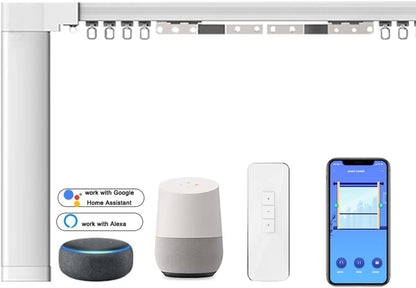 Celling Smart Curtains System, Electric Track, Automatic Curtain Opener, Motorized Rods with Remote, Alexa/Google Home (244in)
