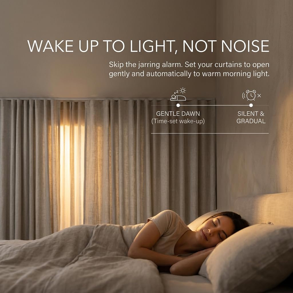 Quoya QL600 Smart Electric Curtain Track, Motorized Adjustable Rail, Compatible with Alexa, Google, Siri & Apple Watch