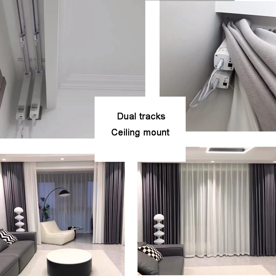 Electric Smart Curtains System, Automatic Curtain Opener, Motorized Rod with Remote, Alexa/Google/Tuya App (124in)