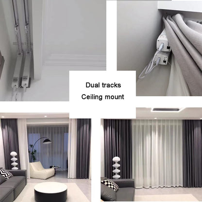 Electric Smart Curtains System, Automatic Curtain Opener, Motorized Rod with Remote, Alexa/Google/Tuya App (124in)