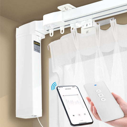 Smart Electric Curtain Track, Adjustable Motorized Rod 70-129 Inches, Automatic Opener, Alexa/Google/Tuya Voice Control
