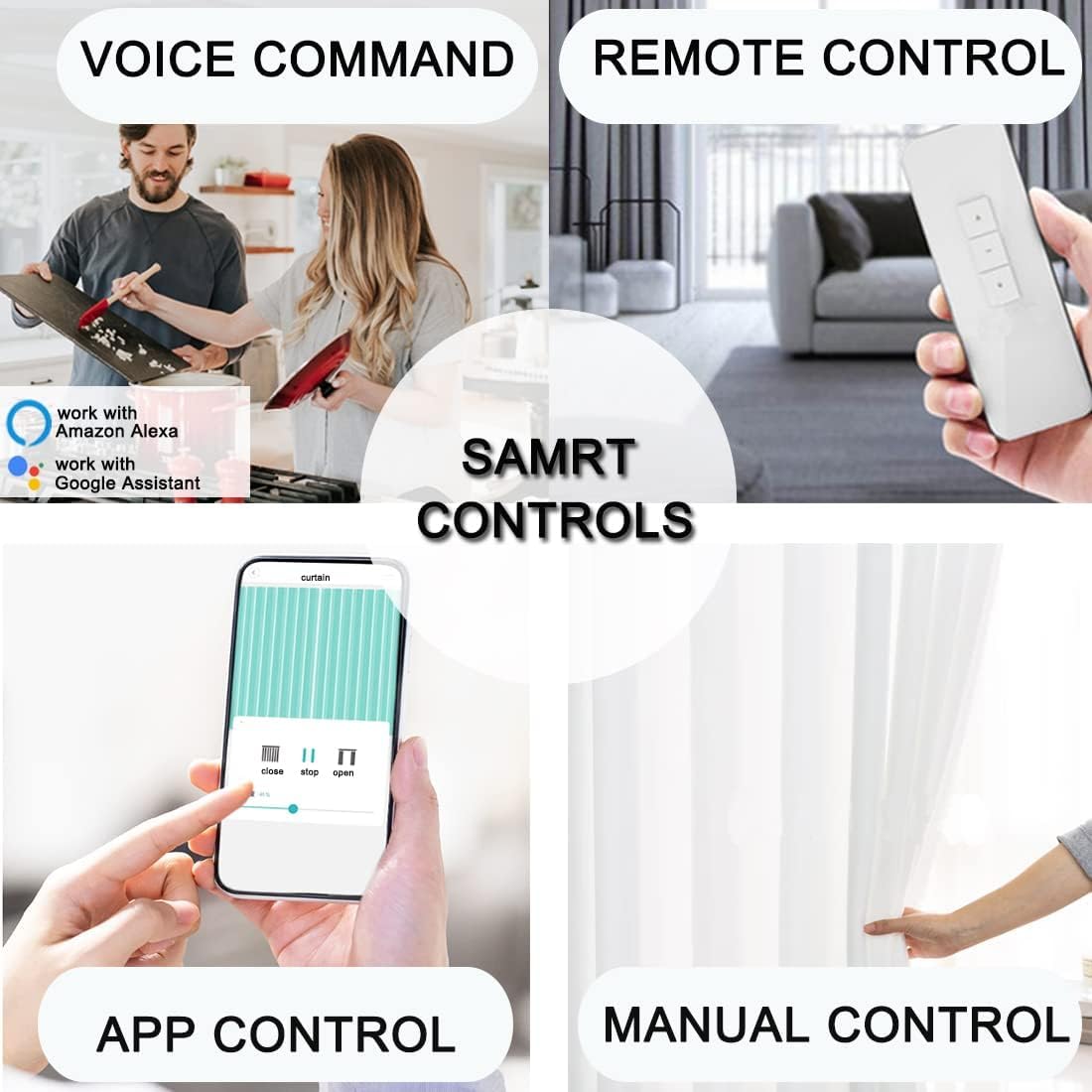 Celling Smart Curtains System, Electric Track, Automatic Curtain Opener, Motorized Rods with Remote, Alexa/Google Home (160in)
