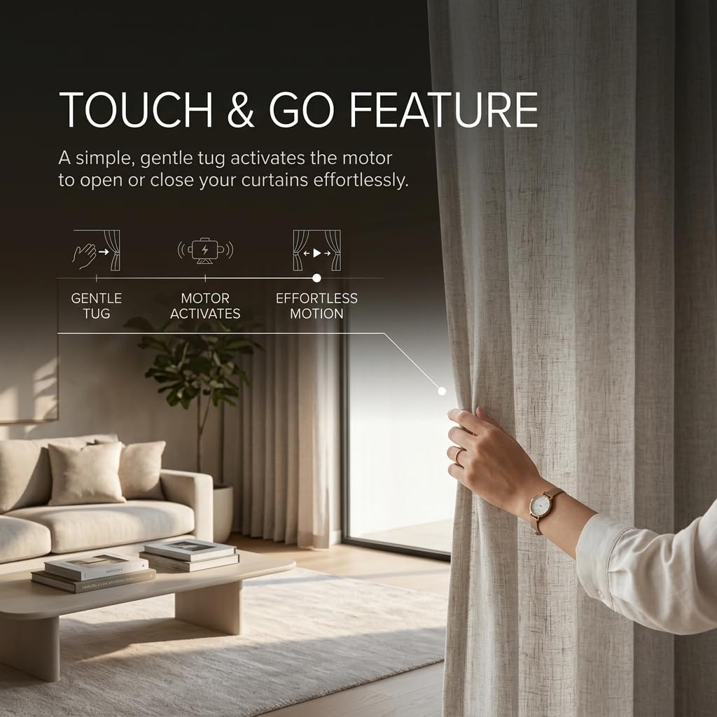 Quoya QL600 Smart Electric Curtain Track, Motorized Adjustable Rail, Compatible with Alexa, Google, Siri & Apple Watch