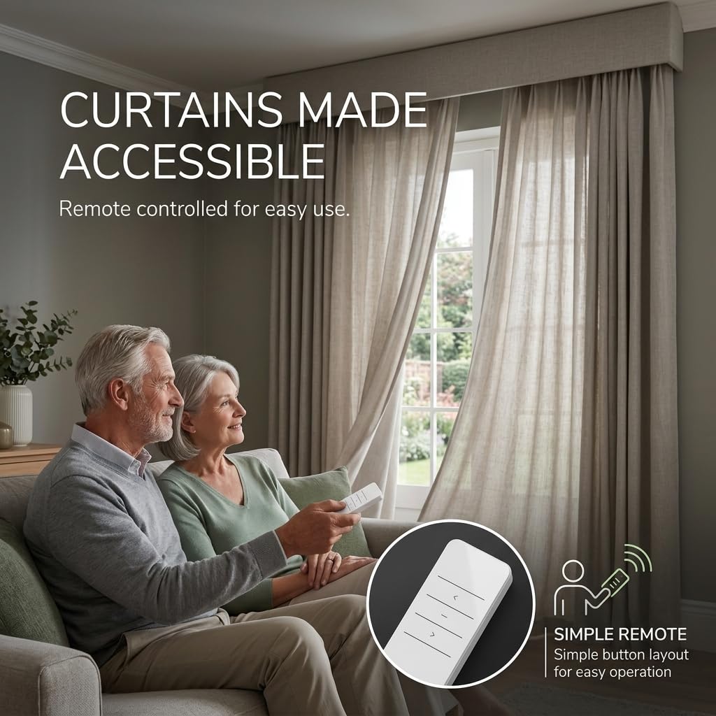 Quoya QL600 Smart Electric Curtain Track, Motorized Adjustable Rail, Compatible with Alexa, Google, Siri & Apple Watch