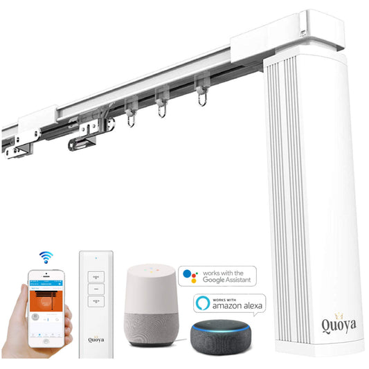 Quoya QL500 Smart Curtains System, Electric Adjustable Curtain Track/Rod, Motor Compatible with Alexa (125 inches)