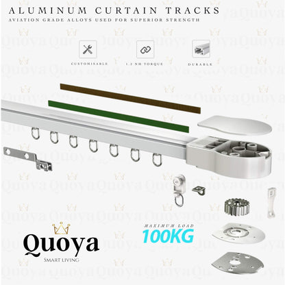Quoya QL500 Smart Curtains System, Electric Adjustable Curtain Track/Rod, Motor Compatible with Alexa (125 inches)
