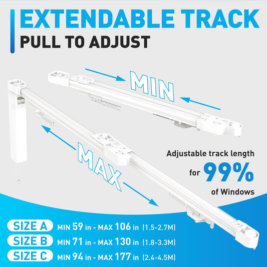 Smart Electric Curtain Track, Adjustable Motorized Rod 70-129 Inches, Automatic Opener, Alexa/Google/Tuya Voice Control