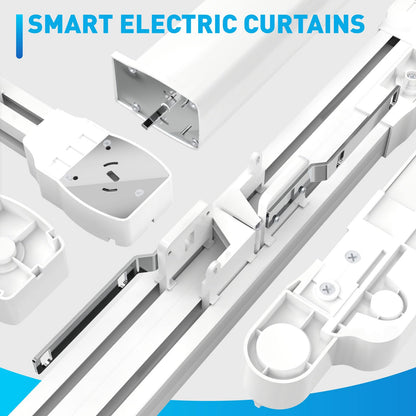 Smart Electric Curtain Track, Adjustable Motorized Rod 70-129 Inches, Automatic Opener, Alexa/Google/Tuya Voice Control