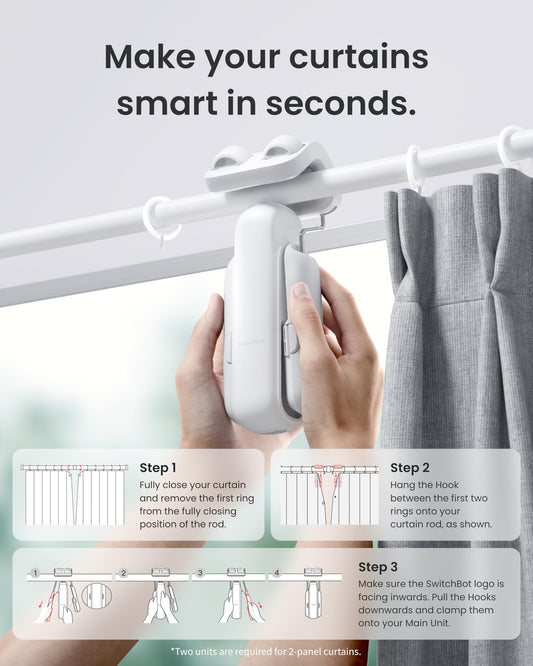 SwitchBot Smart Automatic Curtain Opener 2 Pack with Hub3, App/Timer Control, Alexa, Google Home & HomeKit Compatible